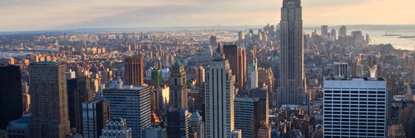 The beautiful New York skyline at sunset.