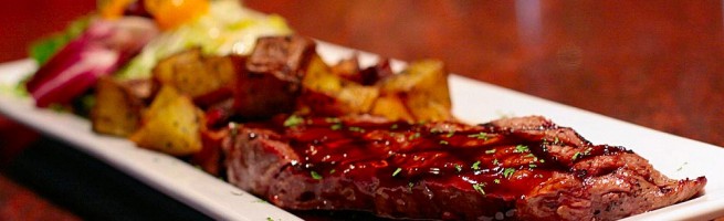 An elegantly prepared steak.